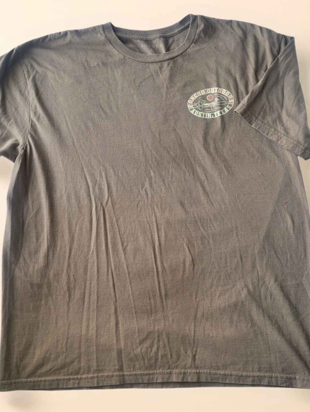 Poncho Outdoors Austin Texas Roadrunner Cactus Graphic Light Brown T-Shirt XL